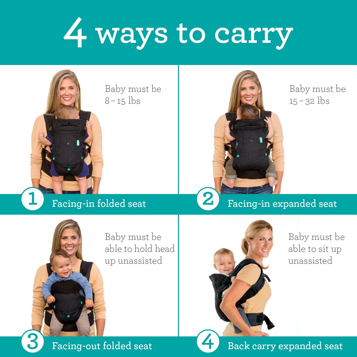 4-in-1 Convertible Baby Carrier With Lumbar Support