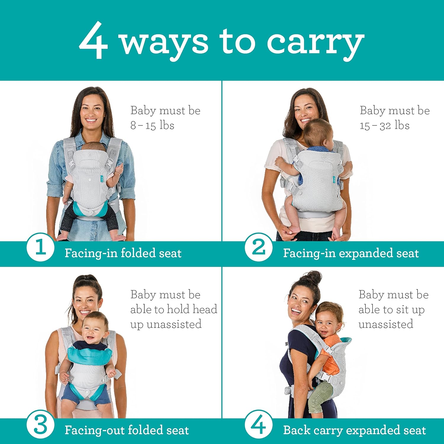 Convertible 4-in-1 Baby Carrier With Adjustable Seat